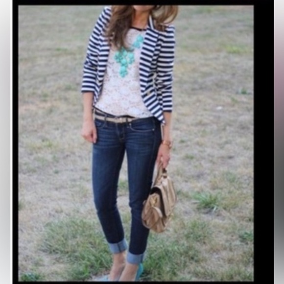 Navy/white striped blazer - Picture 2 of 6
